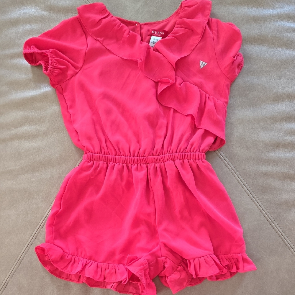 Guess Kids Bright Pink Ruffle Romper
